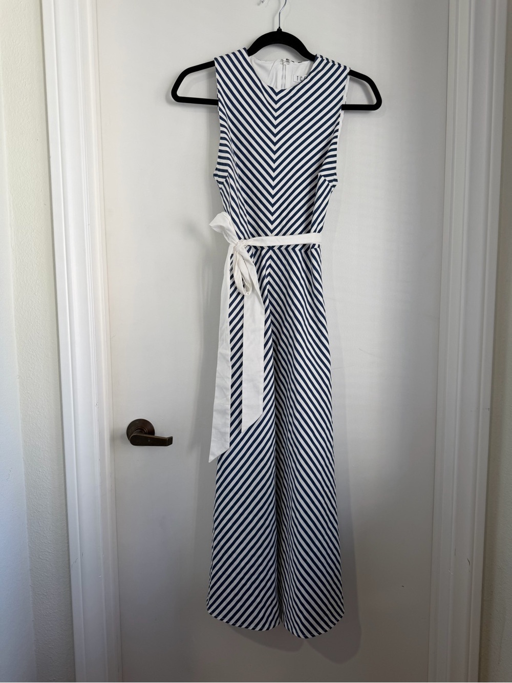 TCEC Navy & White Striped Sleeveless Jumpsuit with Side Tie-NWOT